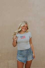 American Girl Baby Tee Dark Grey