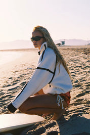 Mountain High Half Zip Fleece White Combo | Free People Movement