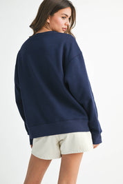 East Coast Graphic Fleece Pullover: Navy