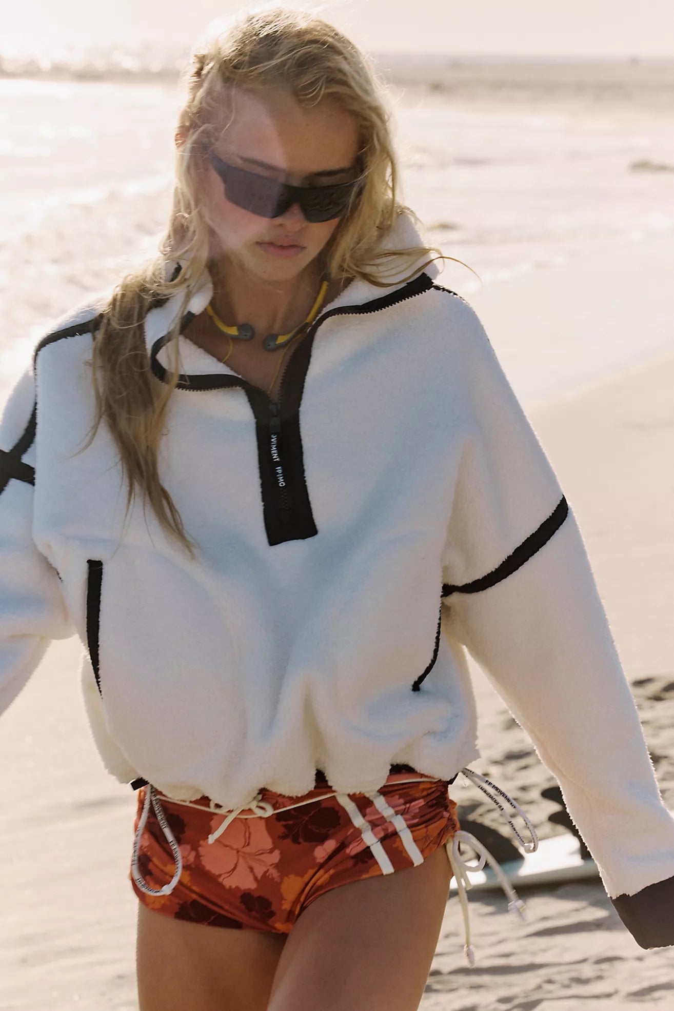 Mountain High Half Zip Fleece White Combo | Free People Movement