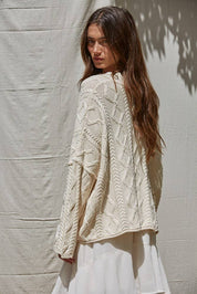 Keep it Casual Cable Knit Cardigan in Natural