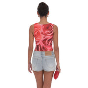 Mesh Rose High Neck Top in Red