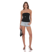 Strapless Buckle Top in Black