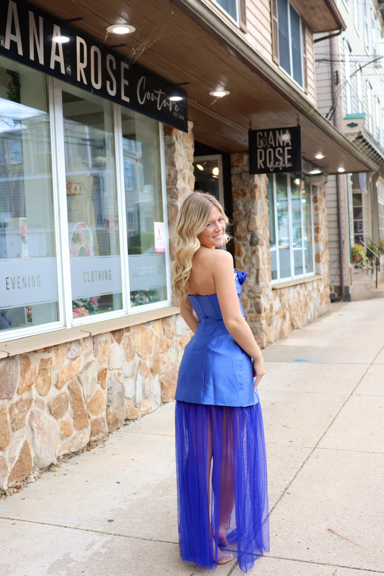 Oleander Strapless Maxi Dress In Cobalt by Elliatt