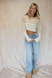 Audrey Sweater Khaki White