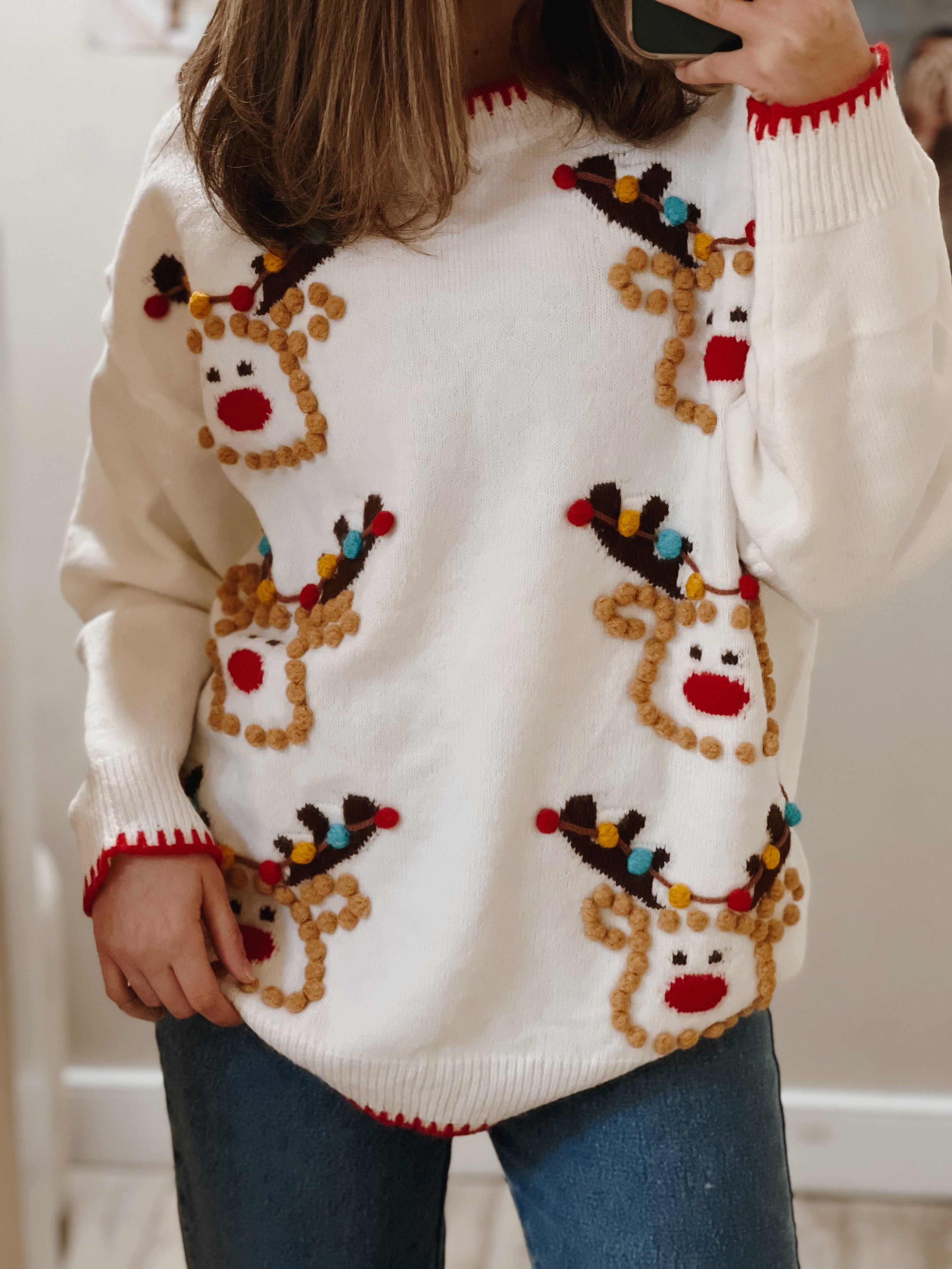 Reindeer Pom Pom Sweater