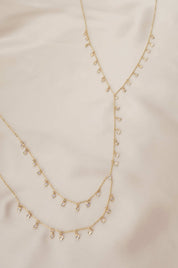 Crystal Fringe Body Chain in Gold: Clear Crystals / One Size