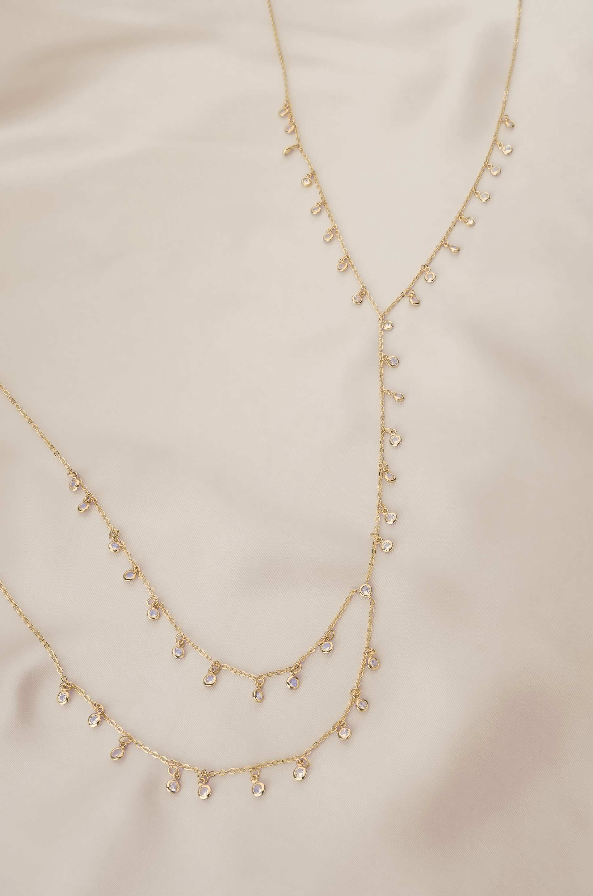 Crystal Fringe Body Chain in Gold: Clear Crystals / One Size