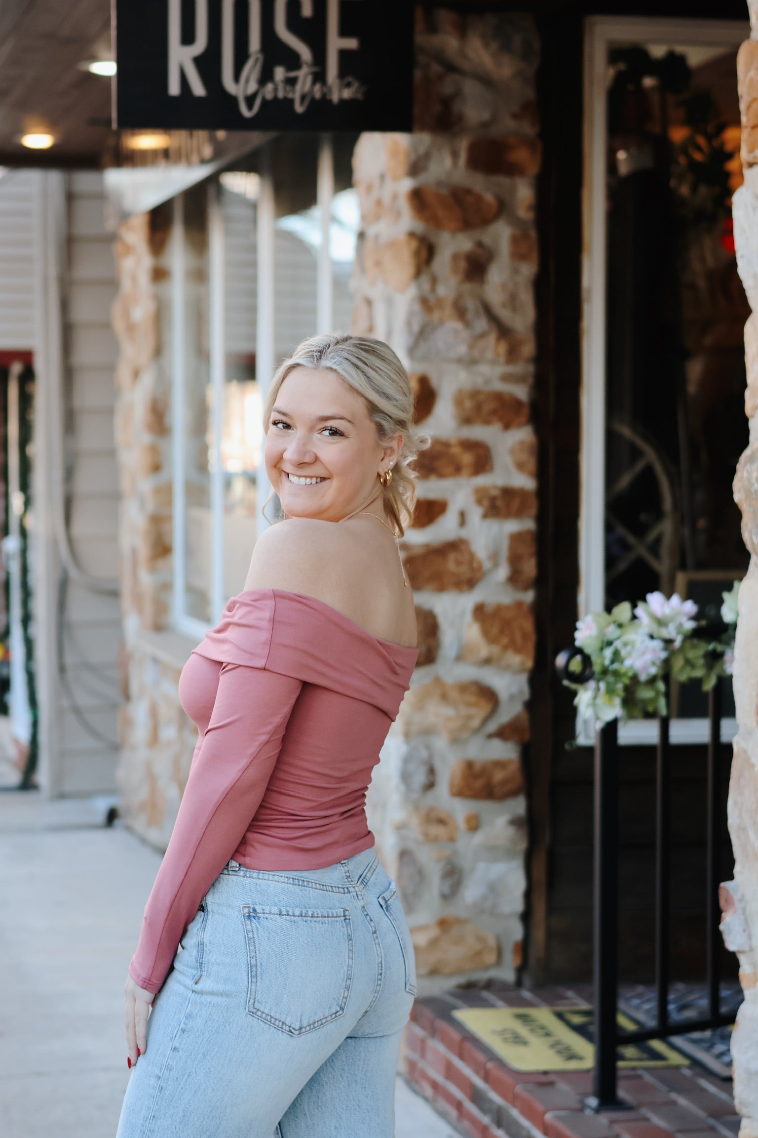 My Fave Off The Shoulder Shirt Mauve