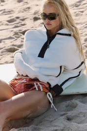 Mountain High Half Zip Fleece White Combo | Free People Movement