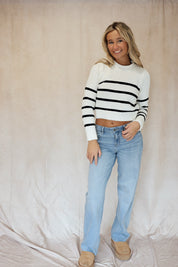 Piper Stripe Sweater White Black