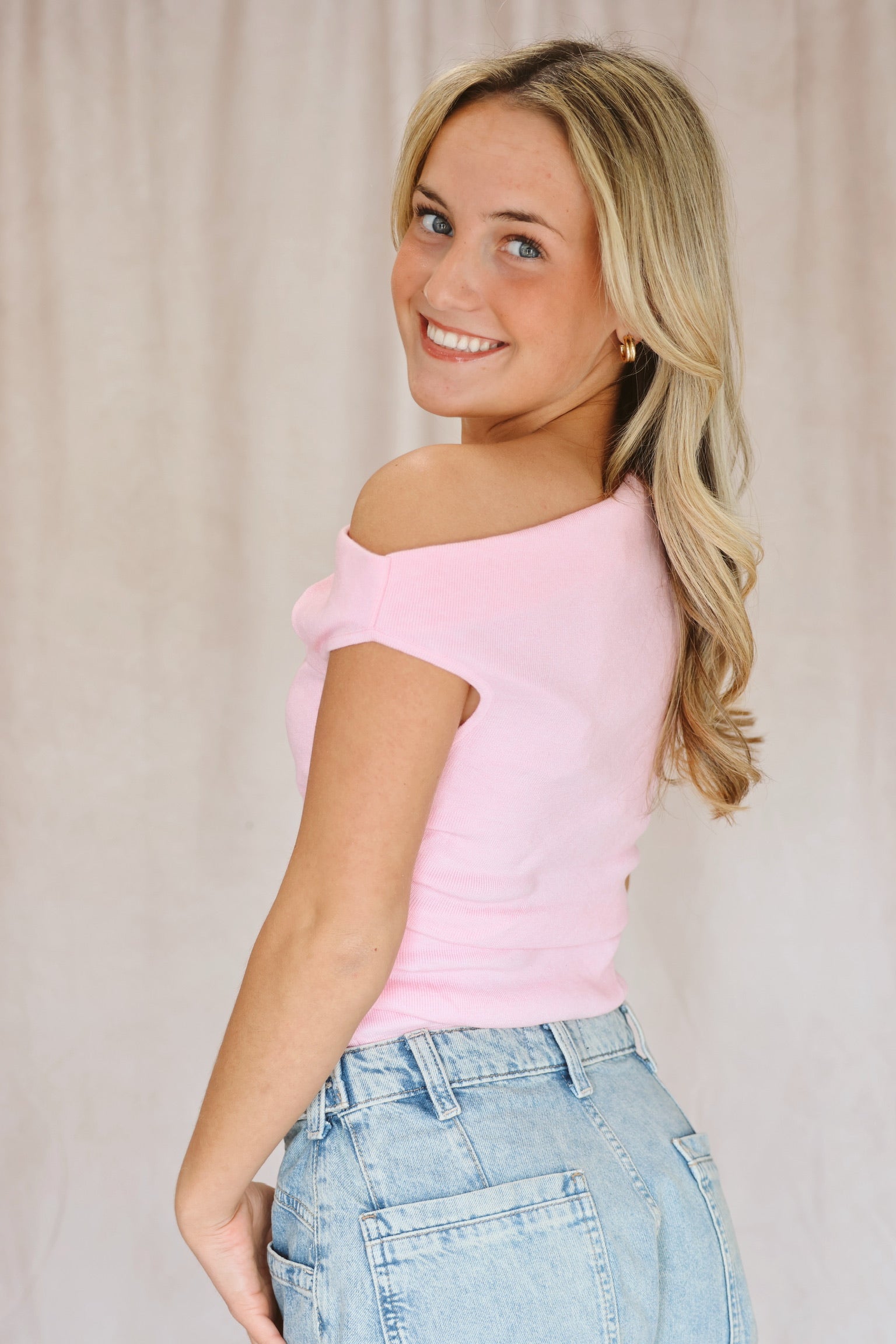 Katrina Asymmetrical Top Baby Pink