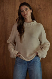 Alaina Mock Neck Tan