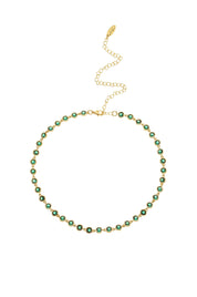 Crystal Disc and 18k Gold Plated Link Necklace: Clear Crystals / One Size