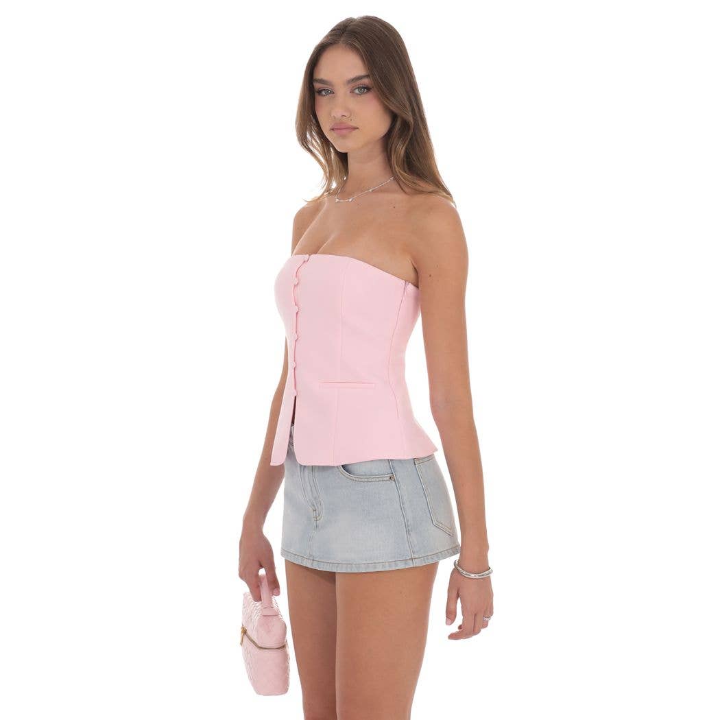 Strapless Tailored Vest in Pink