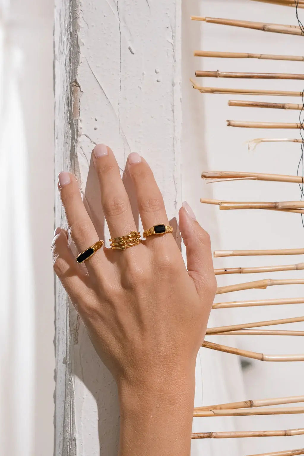 Waterproof Gold Triple Stacked Ring