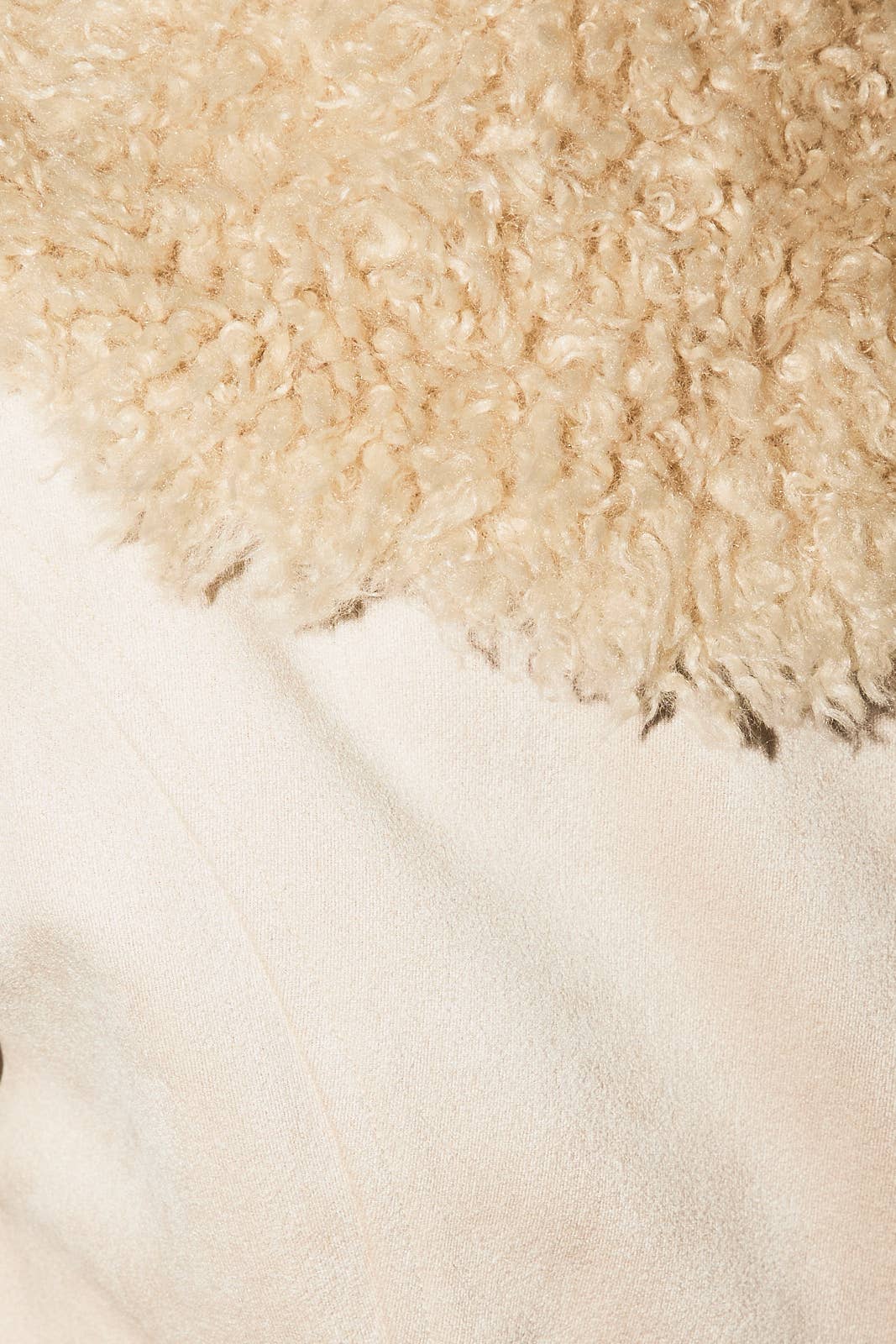 FAUX FUR TRIMMED SUEDE JACKET: Beige