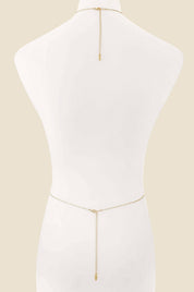 Crystal Fringe Body Chain in Gold: Clear Crystals / One Size