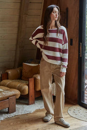 Grover Knit Sweater Wine/White