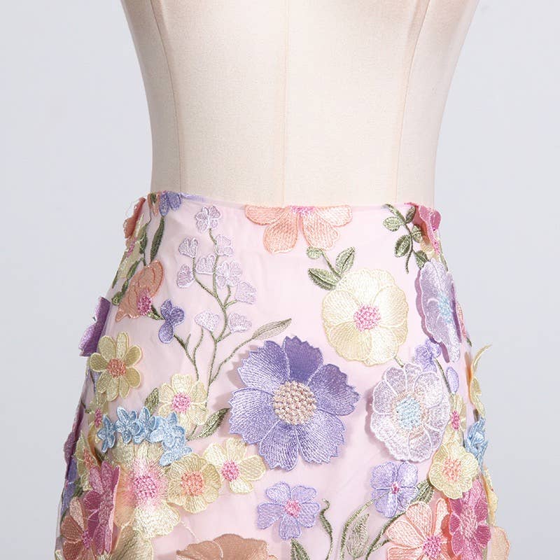 Floral Embroidery Two Piece Multi-Colored