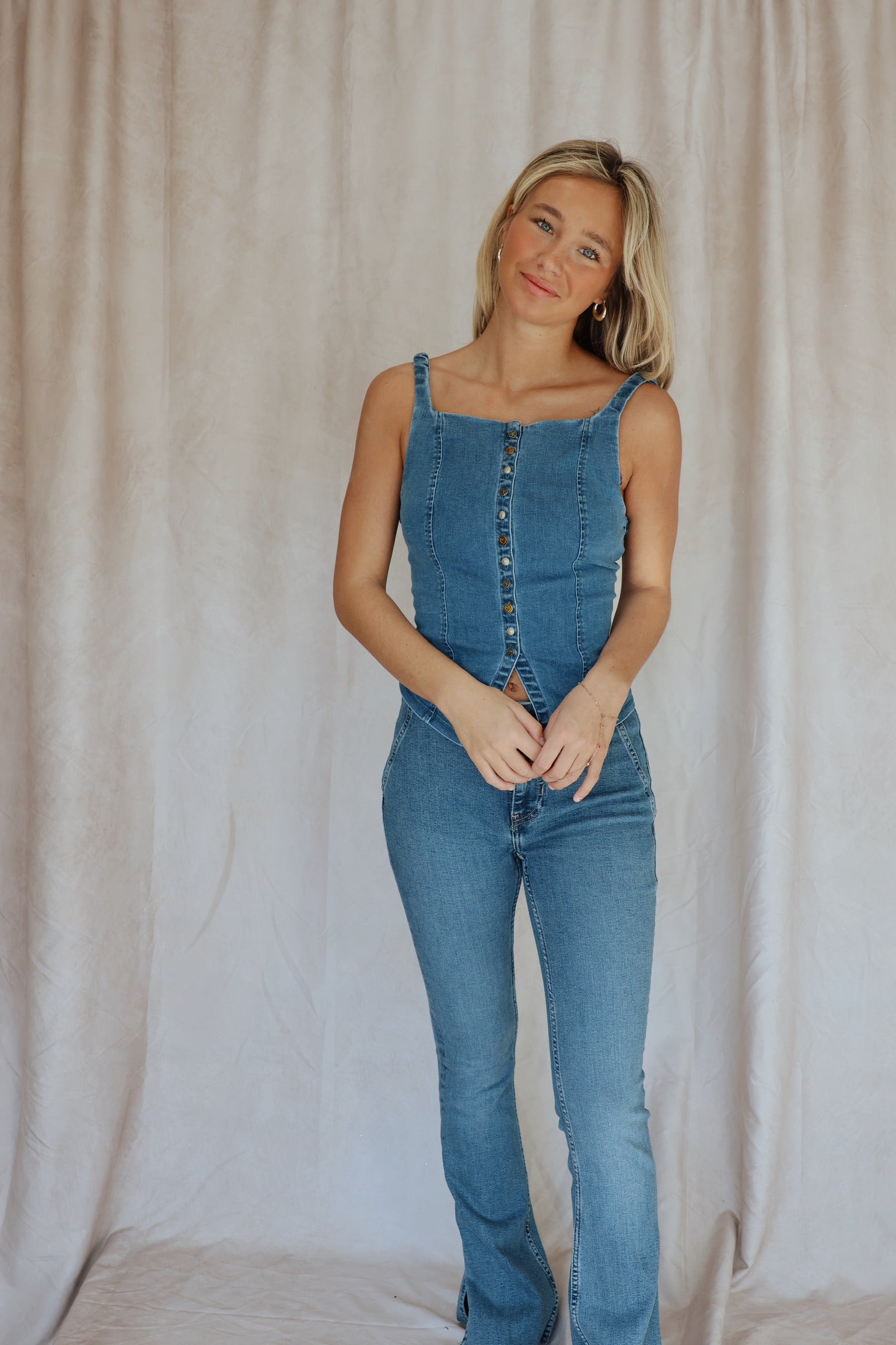 A Moment In Time Vest Denim