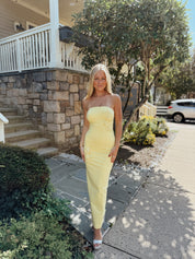 Evee Strapless Maxi Dress in Yellow