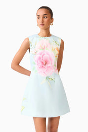 Harper Shift Mini Dress in Baby Blue Floral By Elliatt