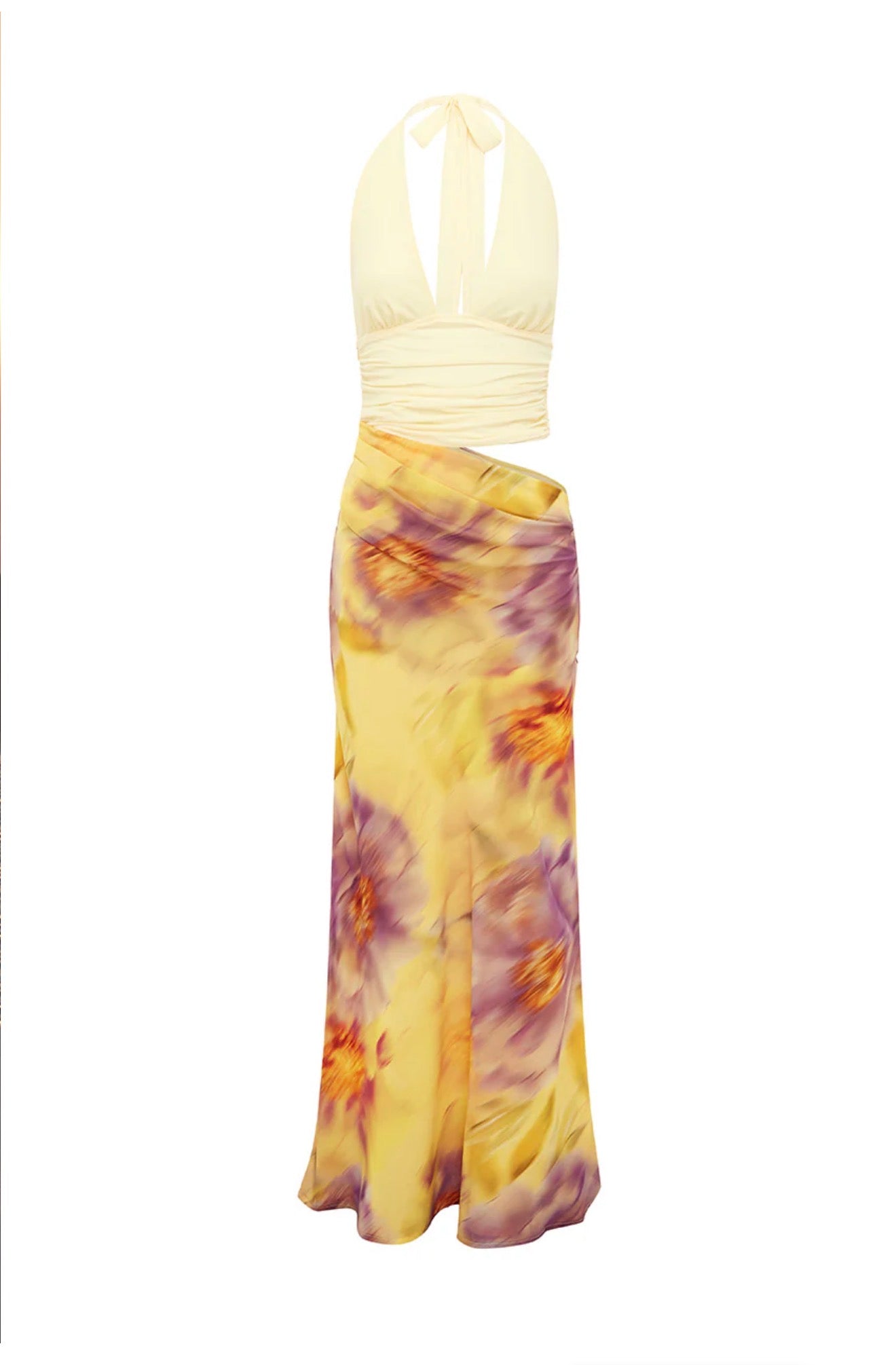 ALEXIS HALTER CUT OUT MAXI DRESS - SURI YELLOW