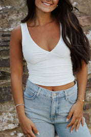 V-Neck Going Out Top in Off White