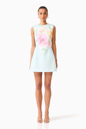 Harper Shift Mini Dress in Baby Blue Floral By Elliatt