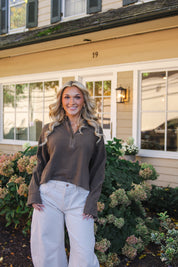 We The Free Celeste Quarter Zip in Teak | Free People