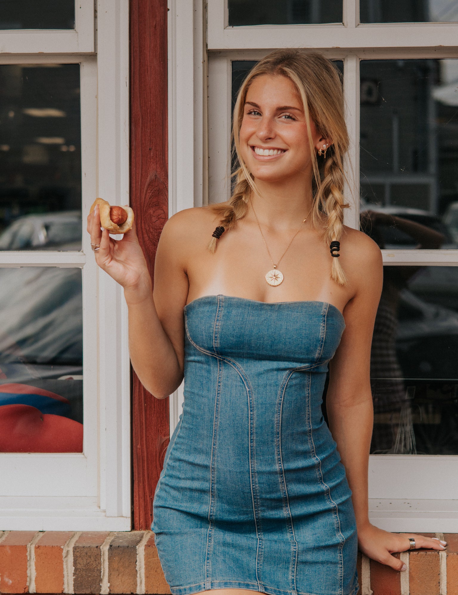 Alexa Denim Mini Dress by Free People in Blue, Size: US 0