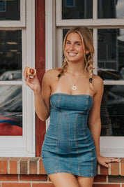 Alexa Denim Mini Dress | Stone Wash Blue | Free People