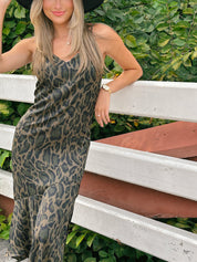 Lucille Leopard Print Satin Slipdress