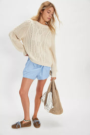 Frankie Cable Knit Sweater in Buttercream