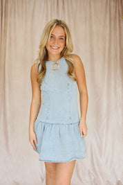 Denim Drop Waist Mini