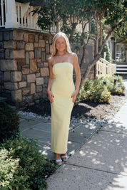Evee Strapless Maxi Dress in Yellow