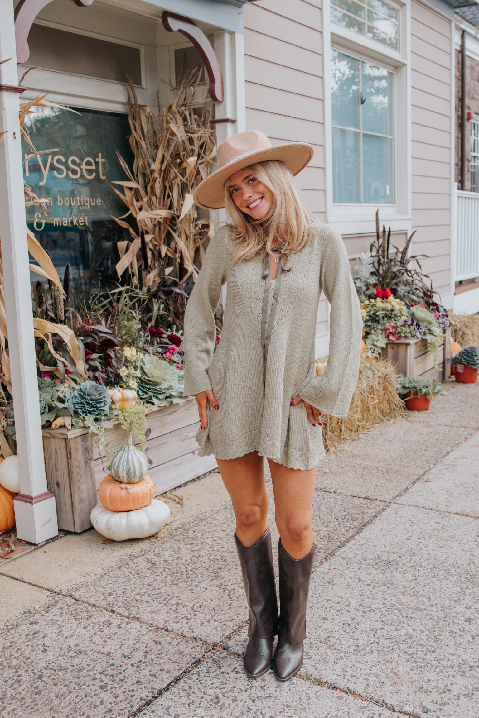 Bali Old Flame Sweater Mini Dress in Olive Tree by Free People