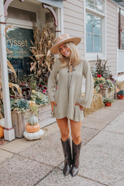 Bali Old Flame Sweater Mini Dress in Olive Tree by Free People