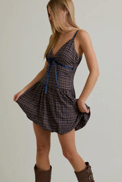 Check me Out Mini Brown/Navy Plaid
