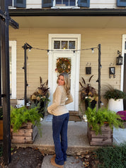 Collared Knit Sweater Cardigan in Sand