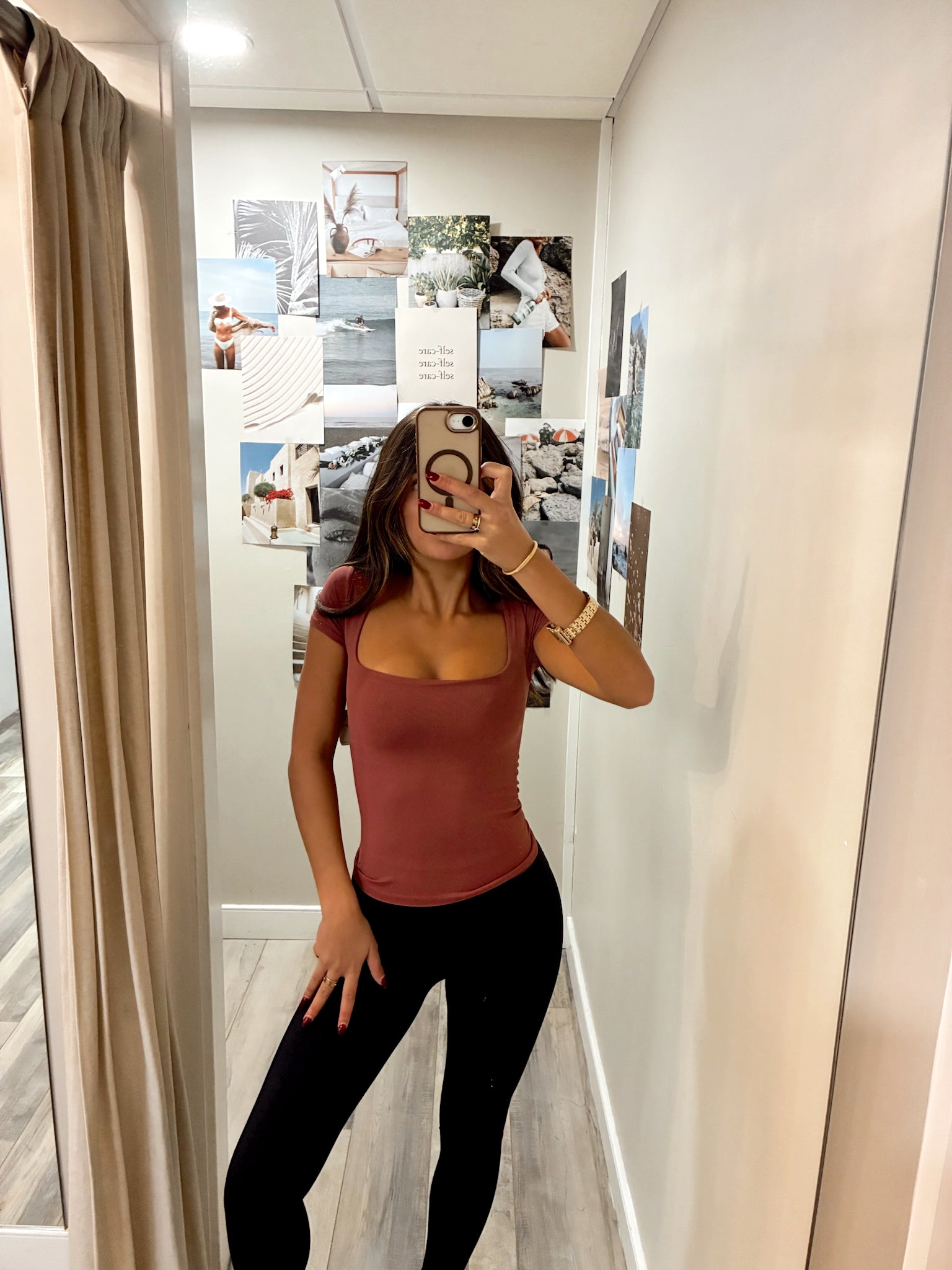 Clean Lines Sunfade Baby Tee in Nutmeg