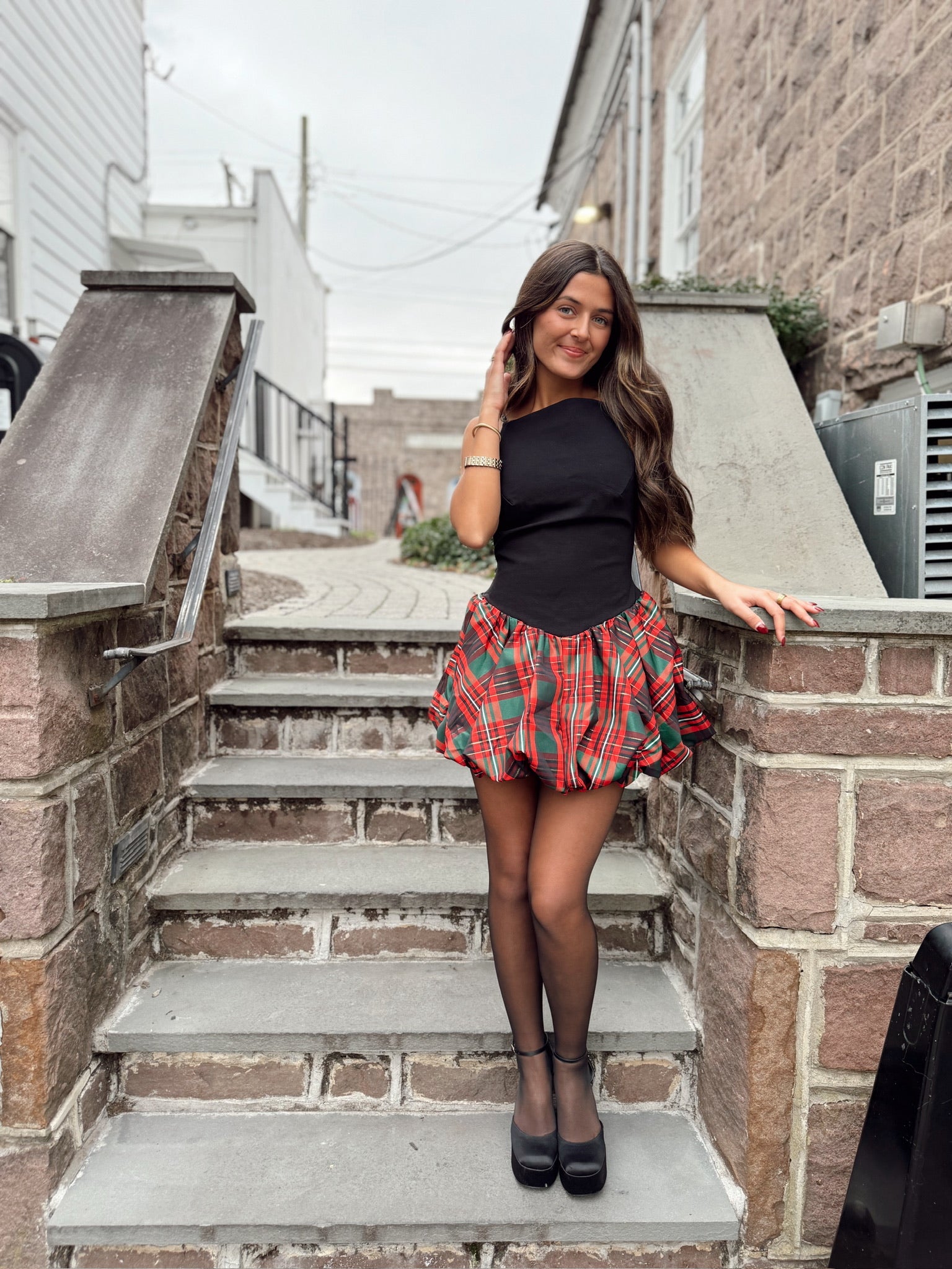 Tinsel Kiss Mini in Red Plaid Combo