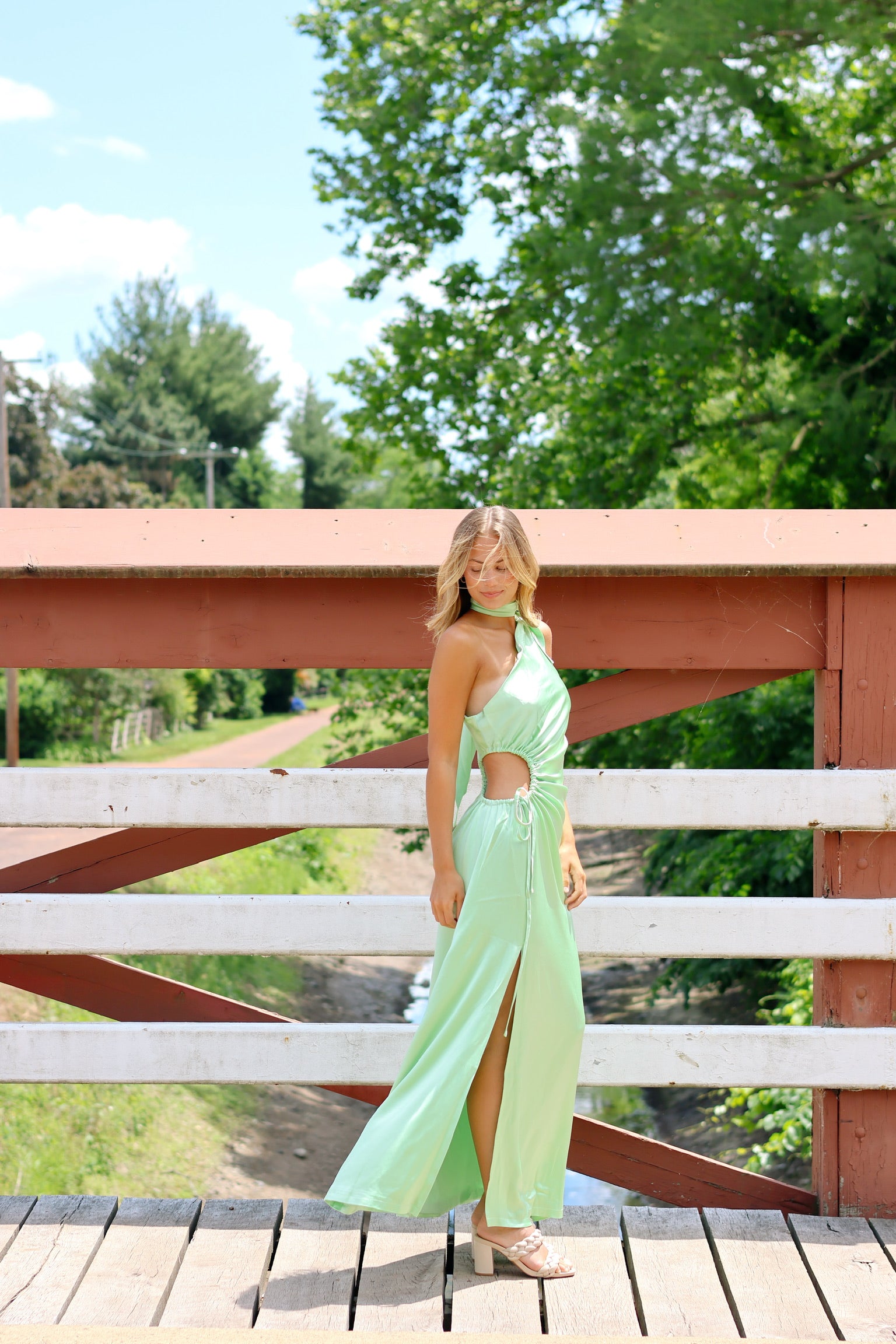 alia maxi dress Plus Size 3/4 Sleeve Satin Deep V-Neck, Alia Maxi Dress in Green, Size 1X, For Vacation