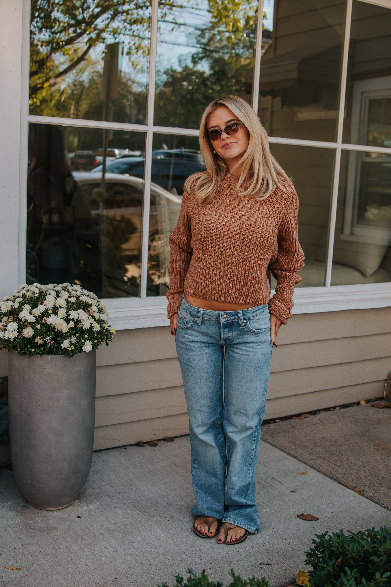 Low Tide Crew Neck Knit Pullover in Cinnamon Spice | Free People