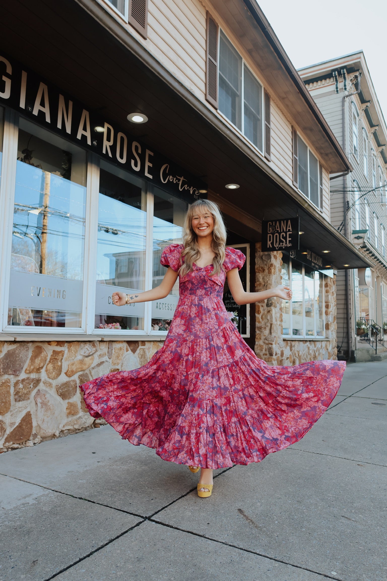 Sundrenched Short-Sleeve Maxi Dress / MAGENTA COMBO FP