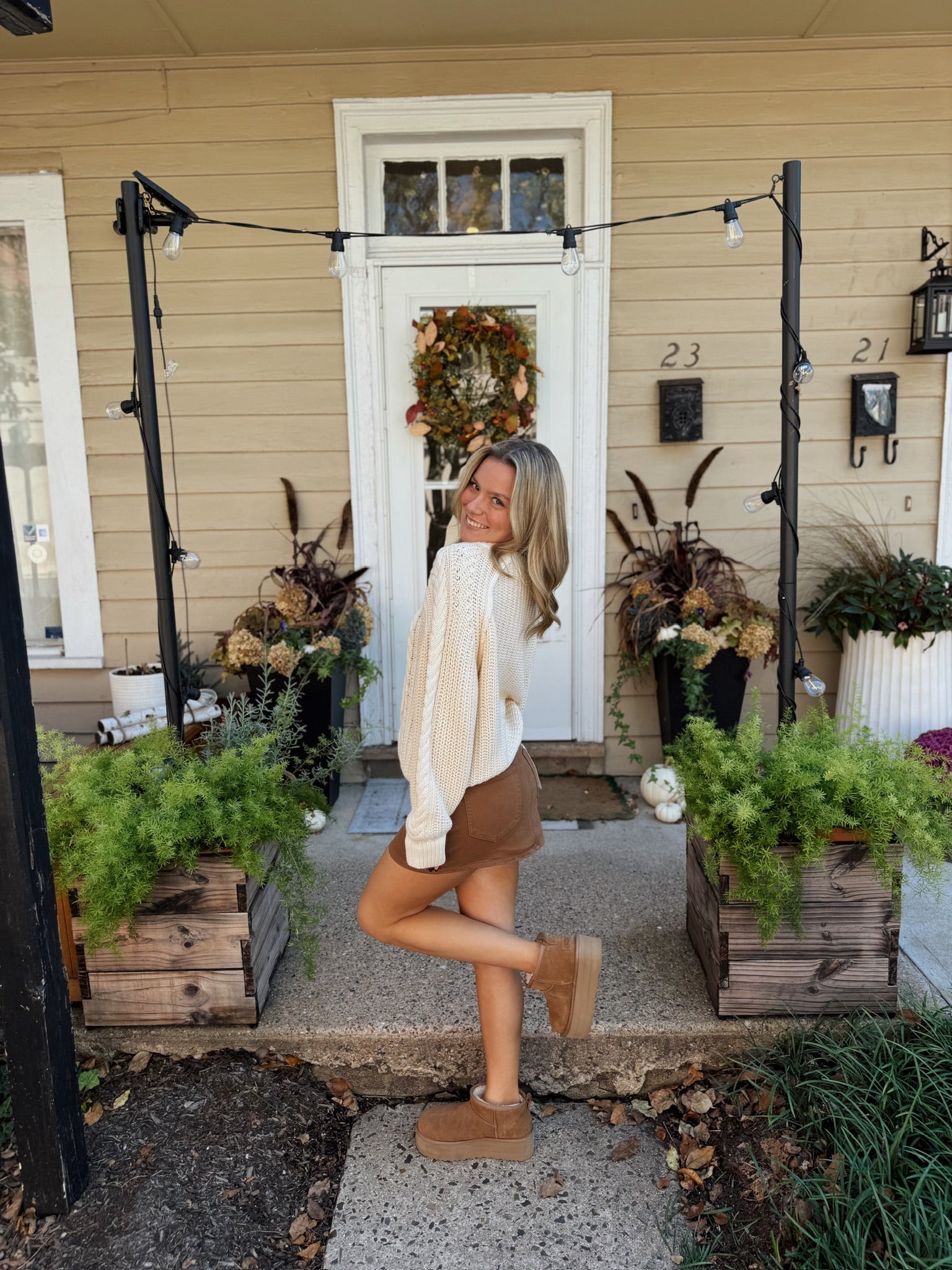 Frankie Cable Knit Sweater in Buttercream
