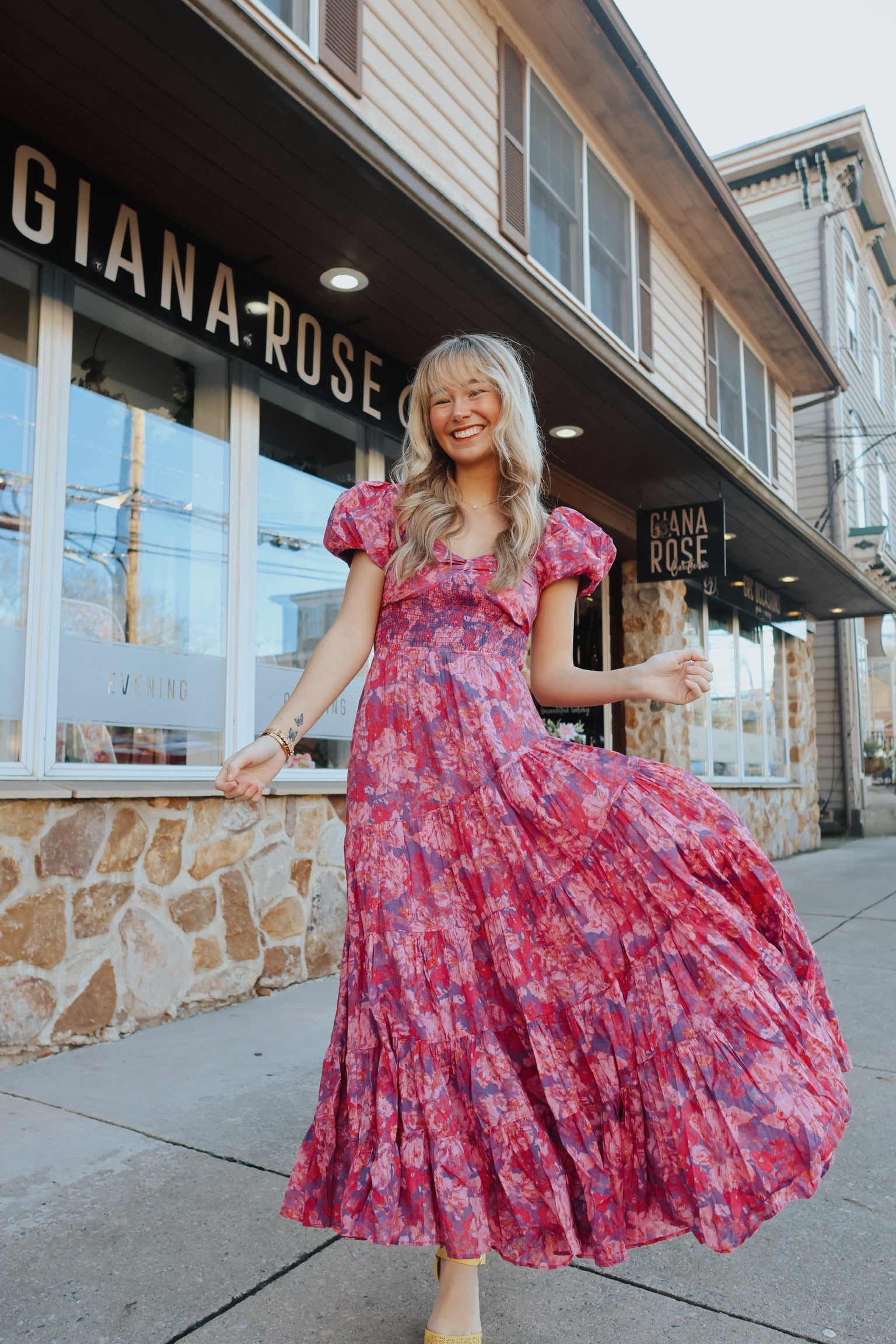 Sundrenched Short-Sleeve Maxi Dress / MAGENTA COMBO FP