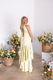 Varella Halter Gown in Pistachio Green | Elliatt