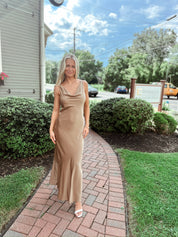 Subtle Seduction Maxi Beige Satin